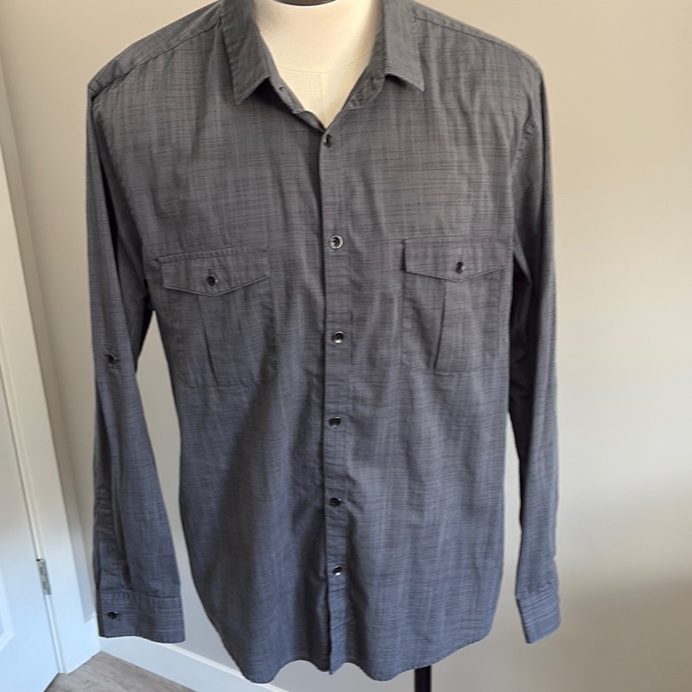 Alfani Gray Casual Button Down Shirt